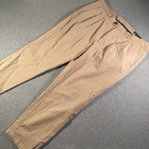 ALLSAINTS Tallis Trousers Mens Size 36x26 Khaki Tapered Cropped Fit Wool Blend